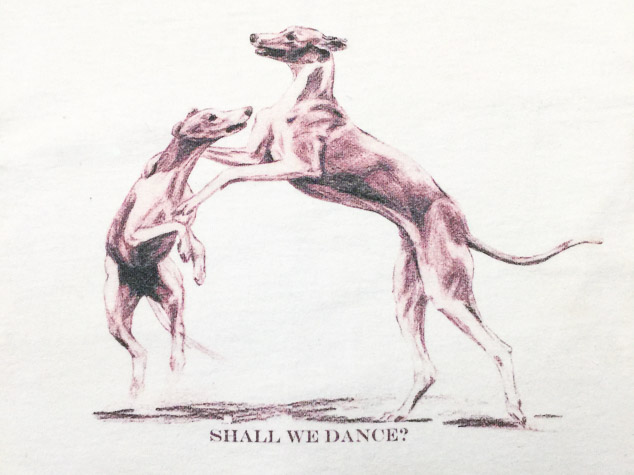 Shall We Dance whippet dogs image on tshirt
