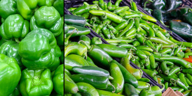various types of peppers.
