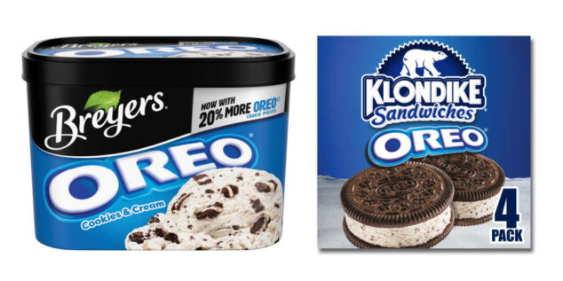 packages of Oreo ice cream and ice cream sandwiches