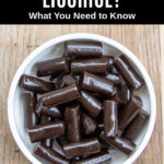 a bowl of black licorice candy
