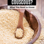 a bowl of couscous with a spoon in it