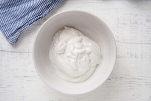 coconut cream in a mixing bowl