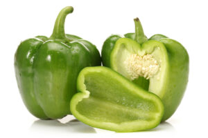two green bell peppers