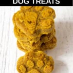 A stack of homemade peanut butter pumpkin dog treats.