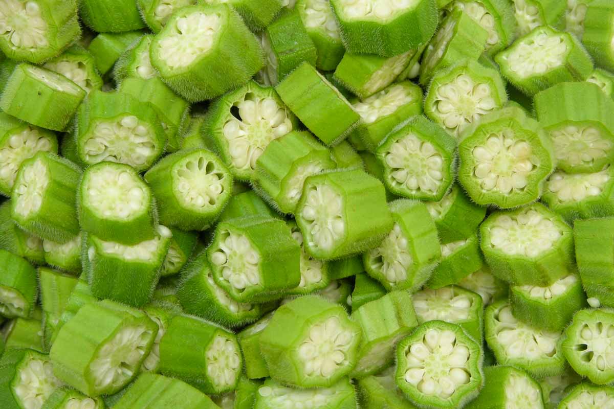 a pile of okra slices.