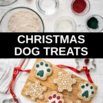 Christmas dog treats ingredients and decorated treats.