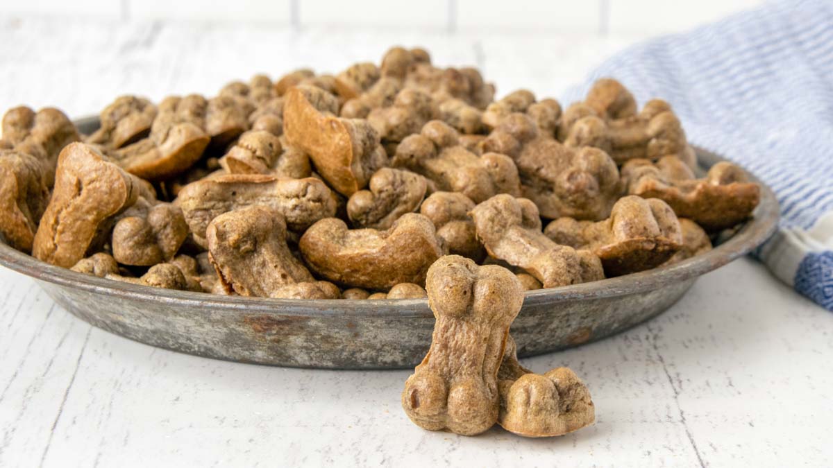 homemade liver dog treats in a bowl.