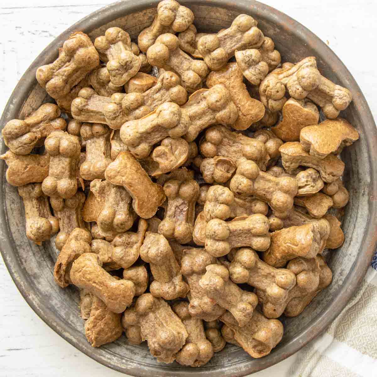 a bowl of homemade liver dog treats.