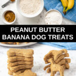 peanut butter banana dog treats ingredients and baked.