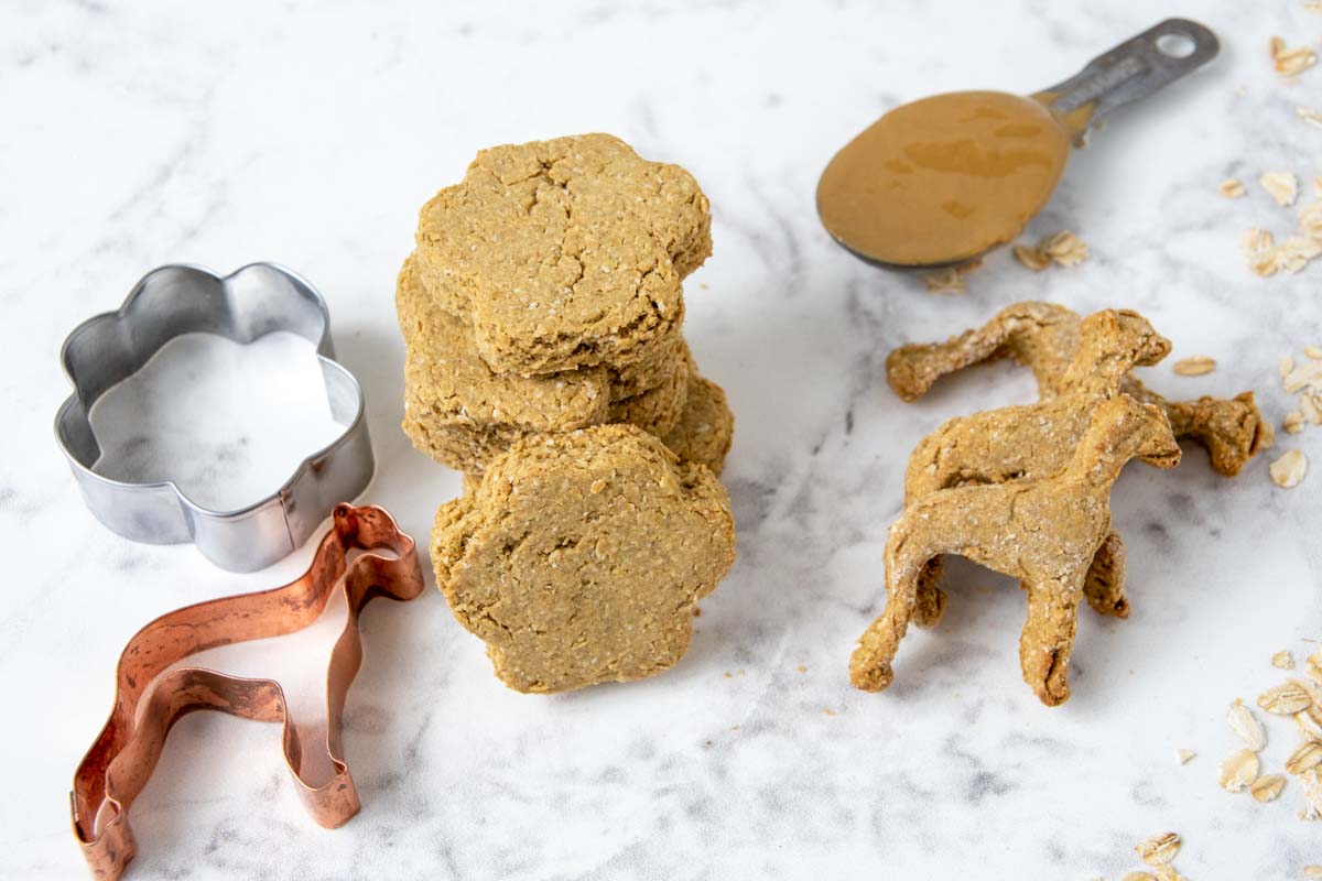 dog treats without peanut butter, sunbutter, and cookie cutters.