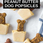 peanut butter dog popsicles scattered on a counter.