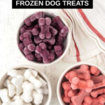 homemade red white and blue frozen dog treats in bowls.