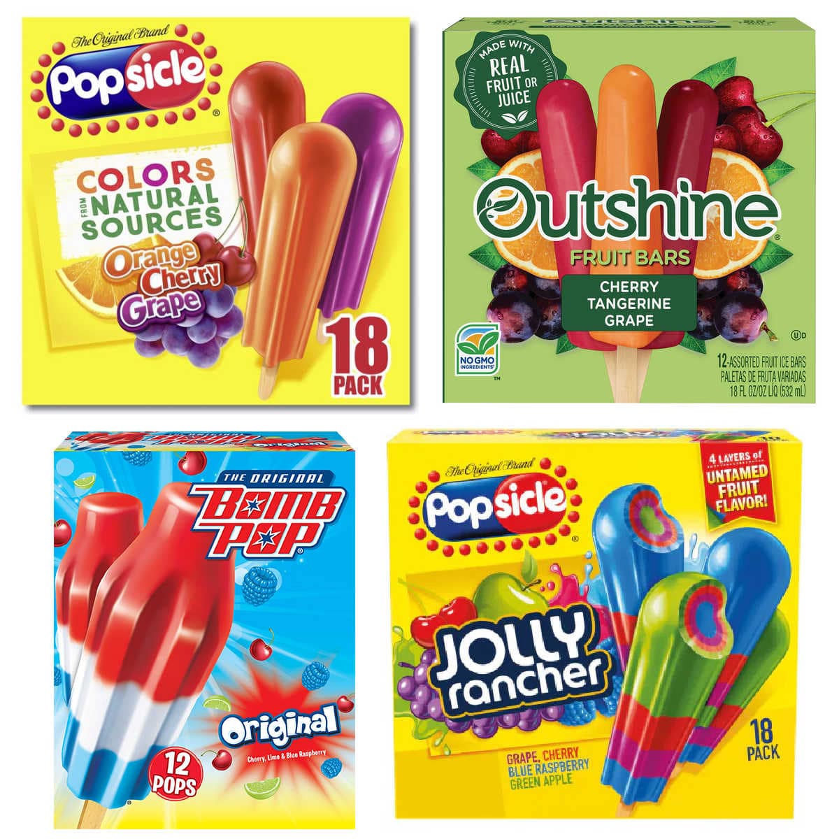 four packages of store-bought popsicles.