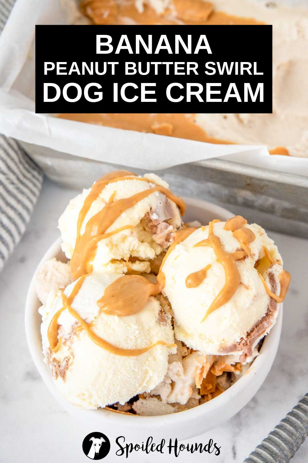 View of Peanut Butter Banana Ice Cream for Dogs