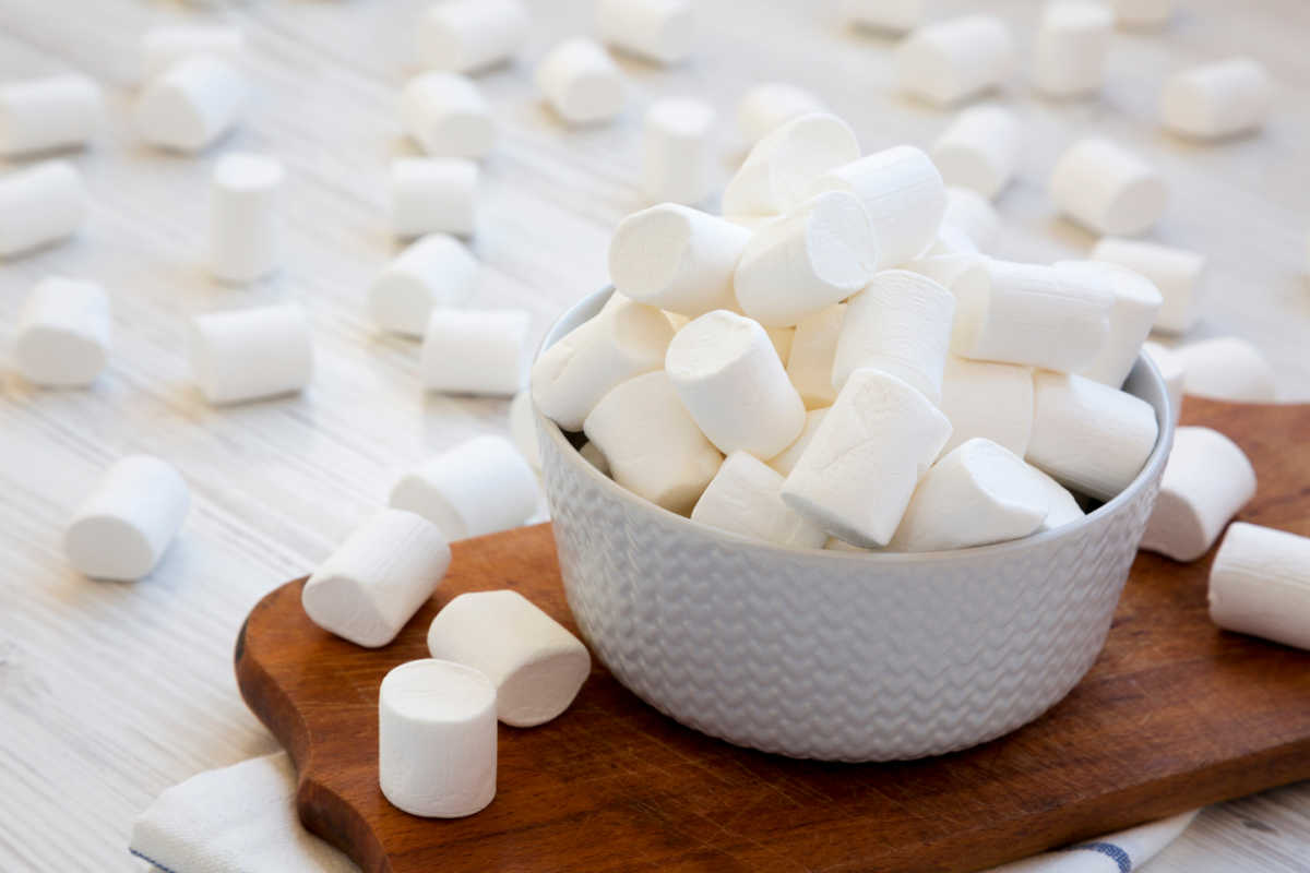 a bowl of marshmallows.