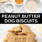 peanut butter dog biscuits ingredients and the baked treats.