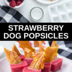strawberry dog popsicles ingredients and pupsicles on a plate.