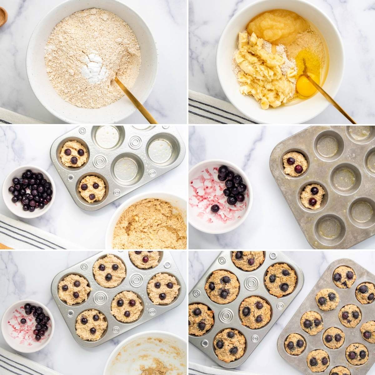 Making blueberry muffins for dogs.