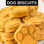 closeup of several homemade pumpkin dog biscuits.