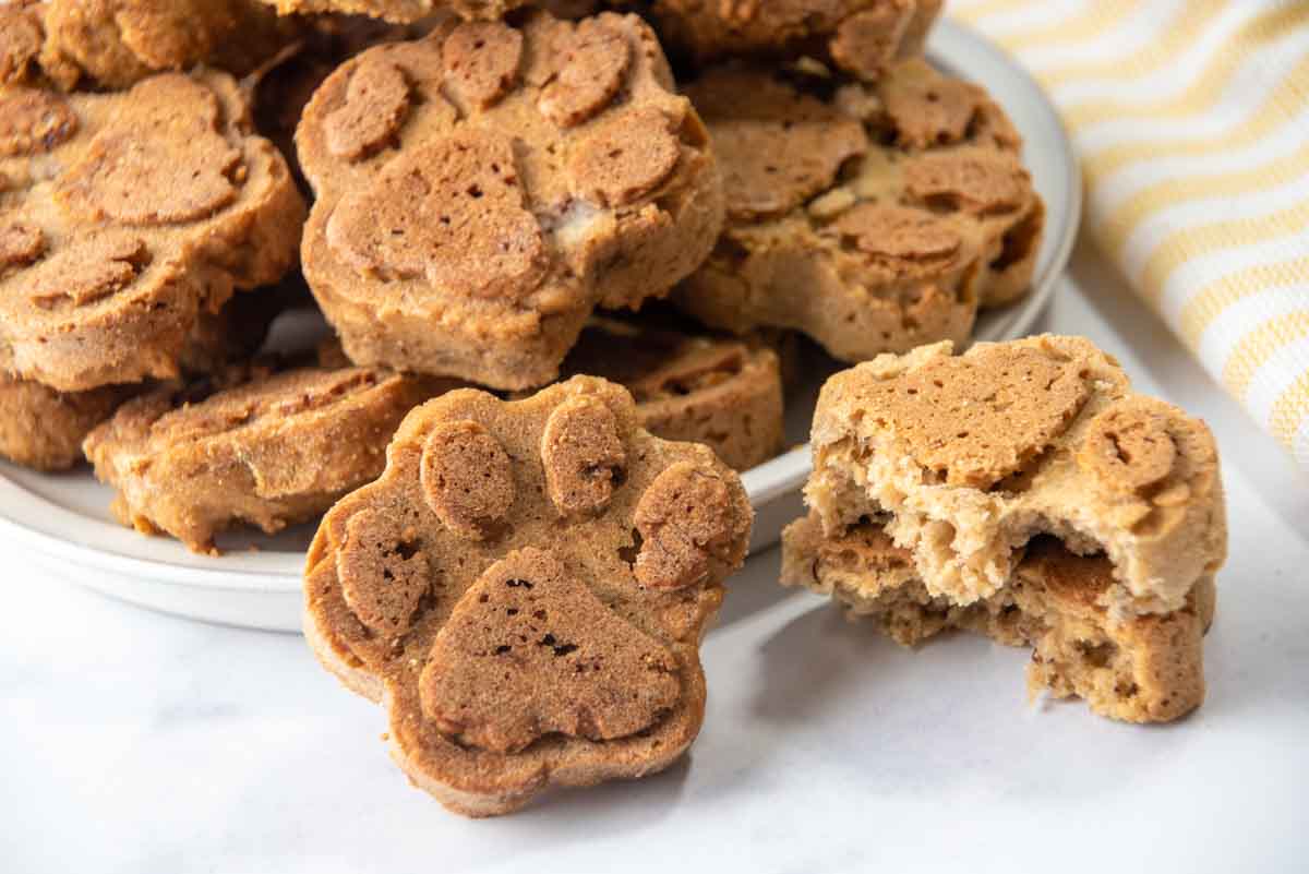 closeup of homemade applesauce dog treats.