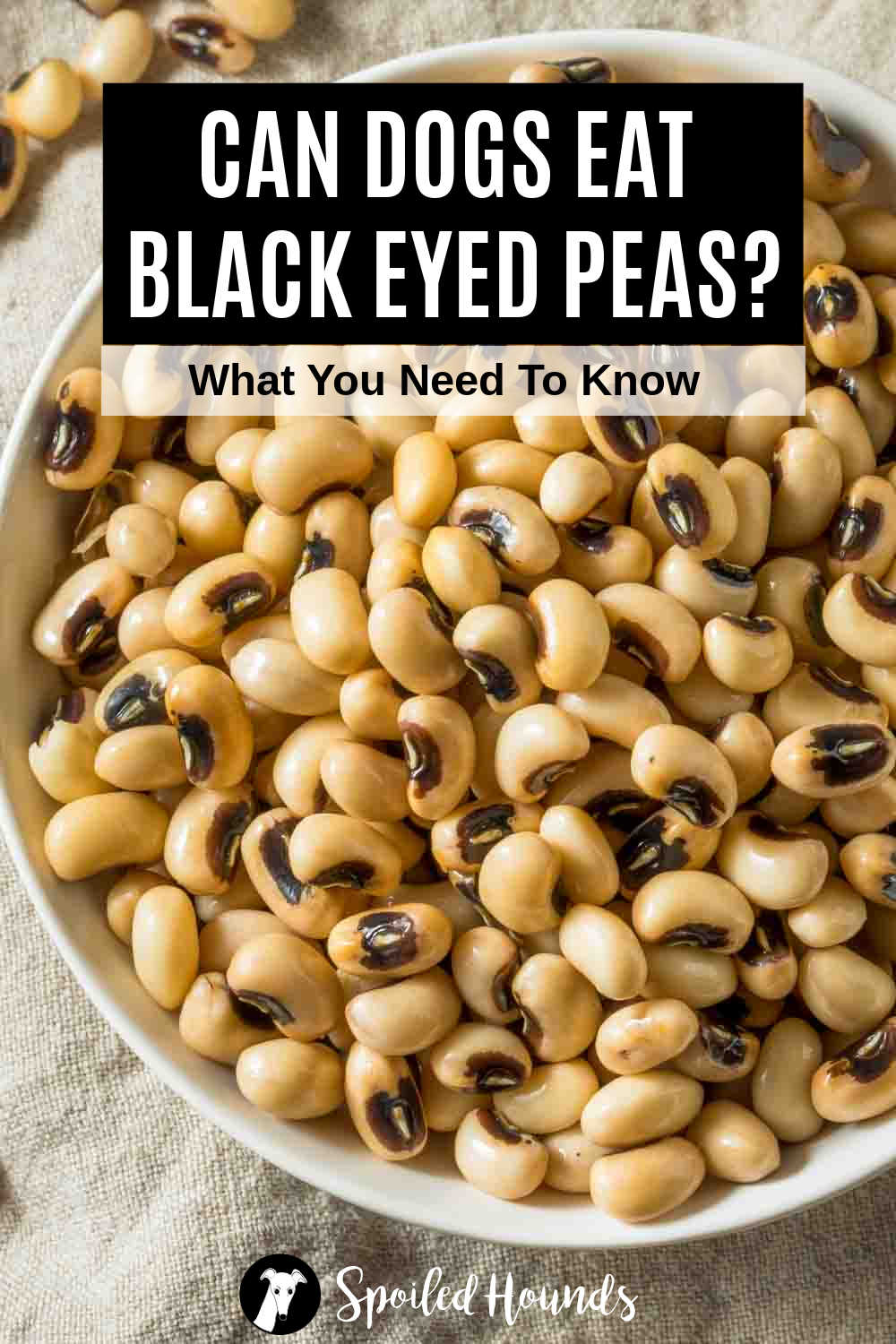 overhead view of a bowl of black eyed peas.
