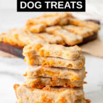 a stack of homemade cheese dog treats.