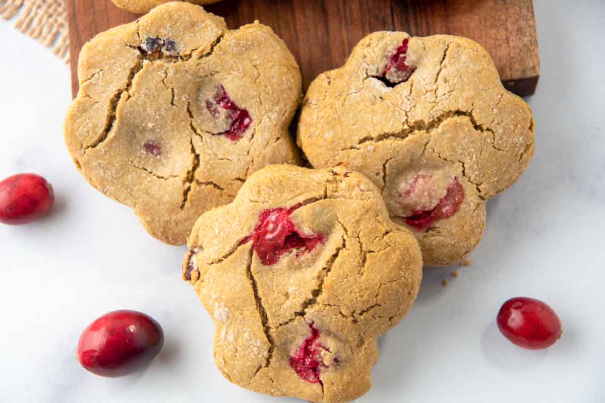 three homemade cranberry dog treats.