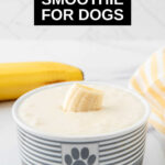 Banana dog smoothie with a banana slice on top.