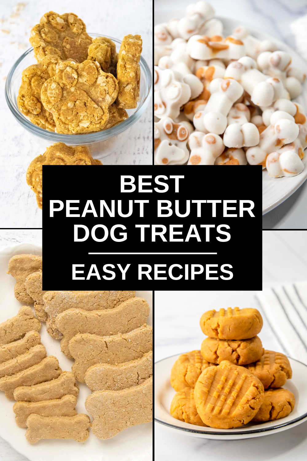 four different homemade peanut butter dog treats.