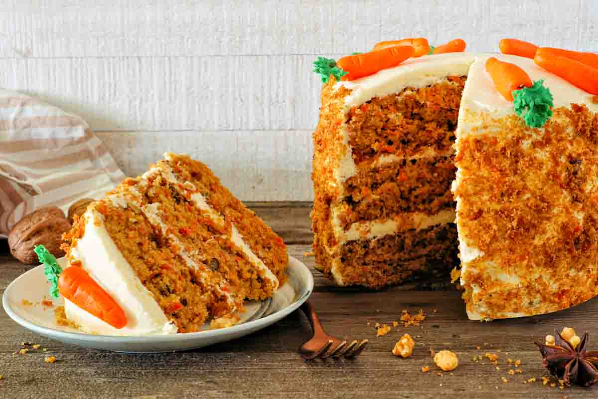 Carrot cake with cream cheese frosting.