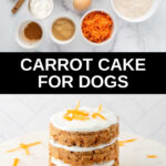 Dog carrot cake ingredients and the finished layer cake.