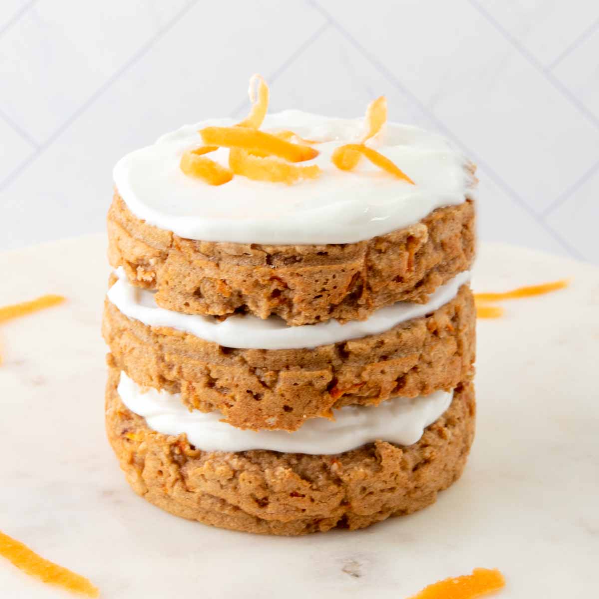 Carrot cake for dogs with yogurt frosting.