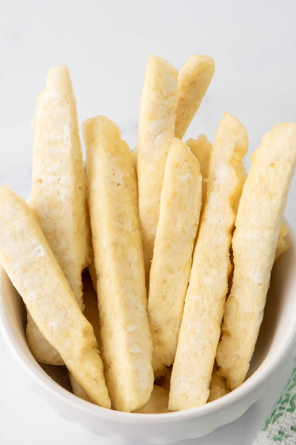Homemade Himalayan yak chews for dogs in a bowl.
