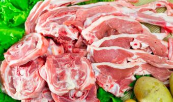Different cuts of lamb meat.
