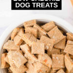 Closeup of homemade low calorie dog treats in a bowl.