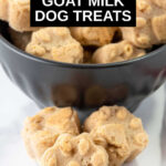 Homemade goat milk dog treats in and beside a bowl.