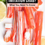 Overhead view of imitation crab sticks on a white platter.