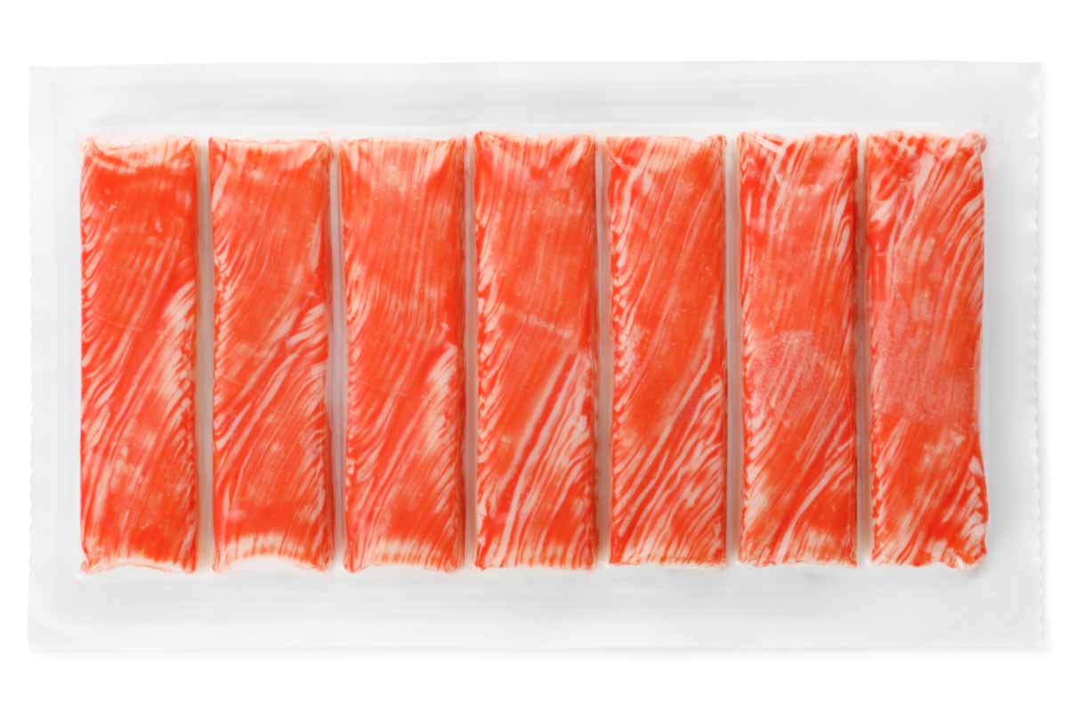 Package of imitation crab meat sticks.