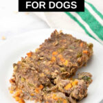 Dog meatloaf on a white plate.