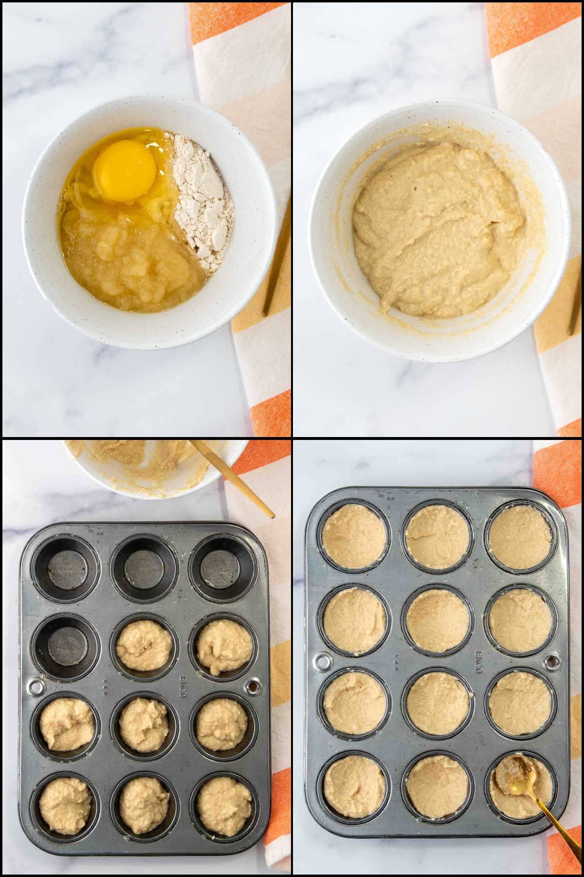 Collage of making crust for pumpkin pie for dogs.