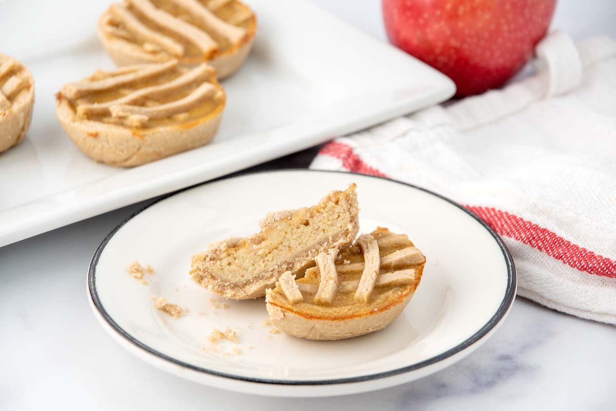 Apple pie for dogs on a plate and a platter.