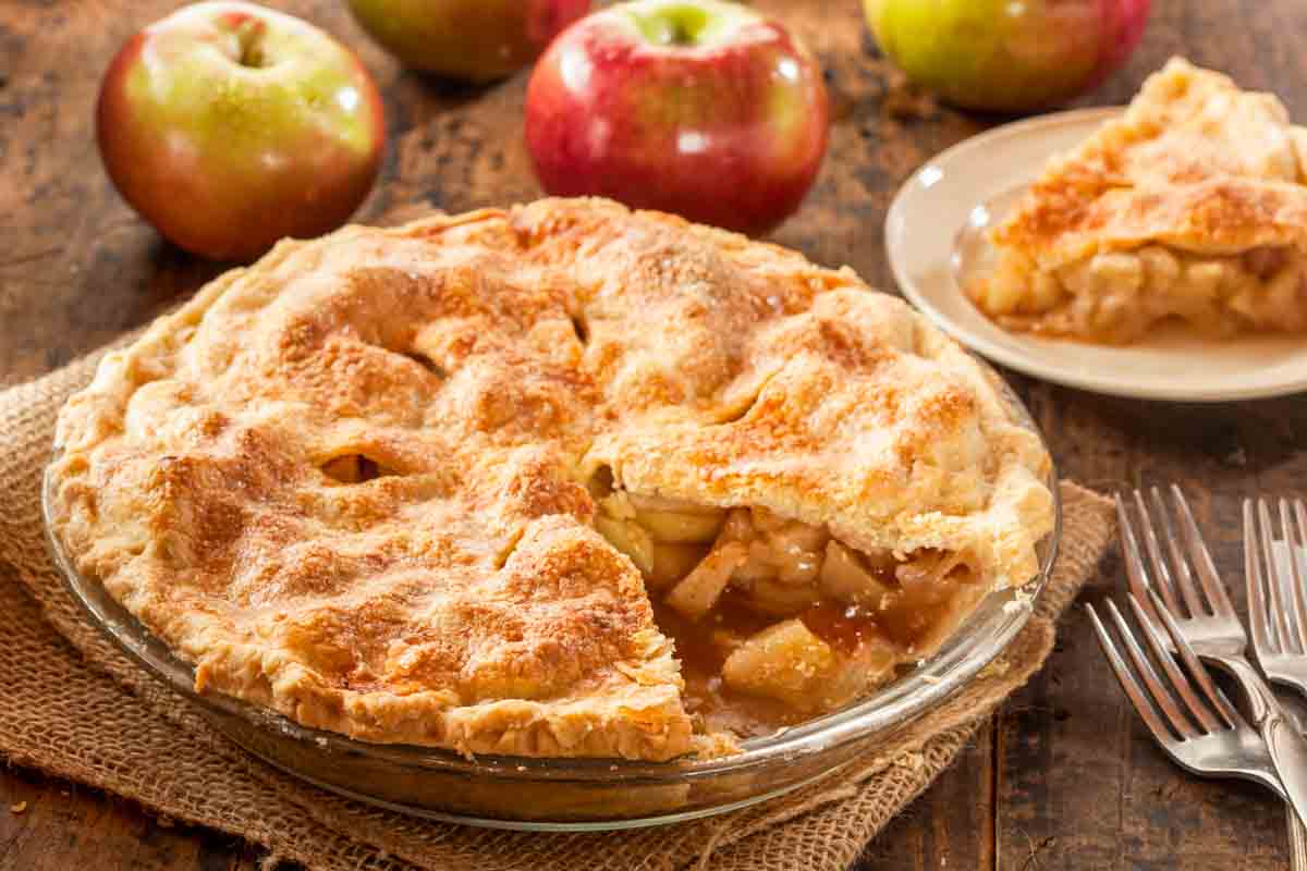 Traditional double crust apple pie.