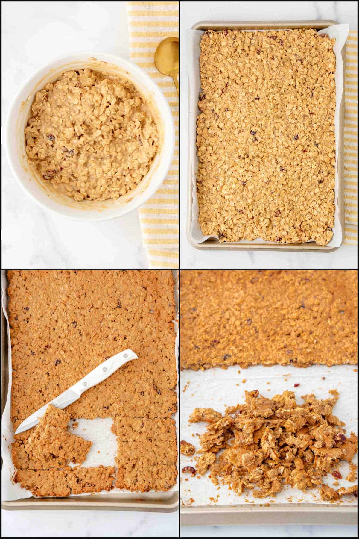 Collage of baking granola for dogs.