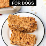 Homemade granola bars for dogs on a plate.