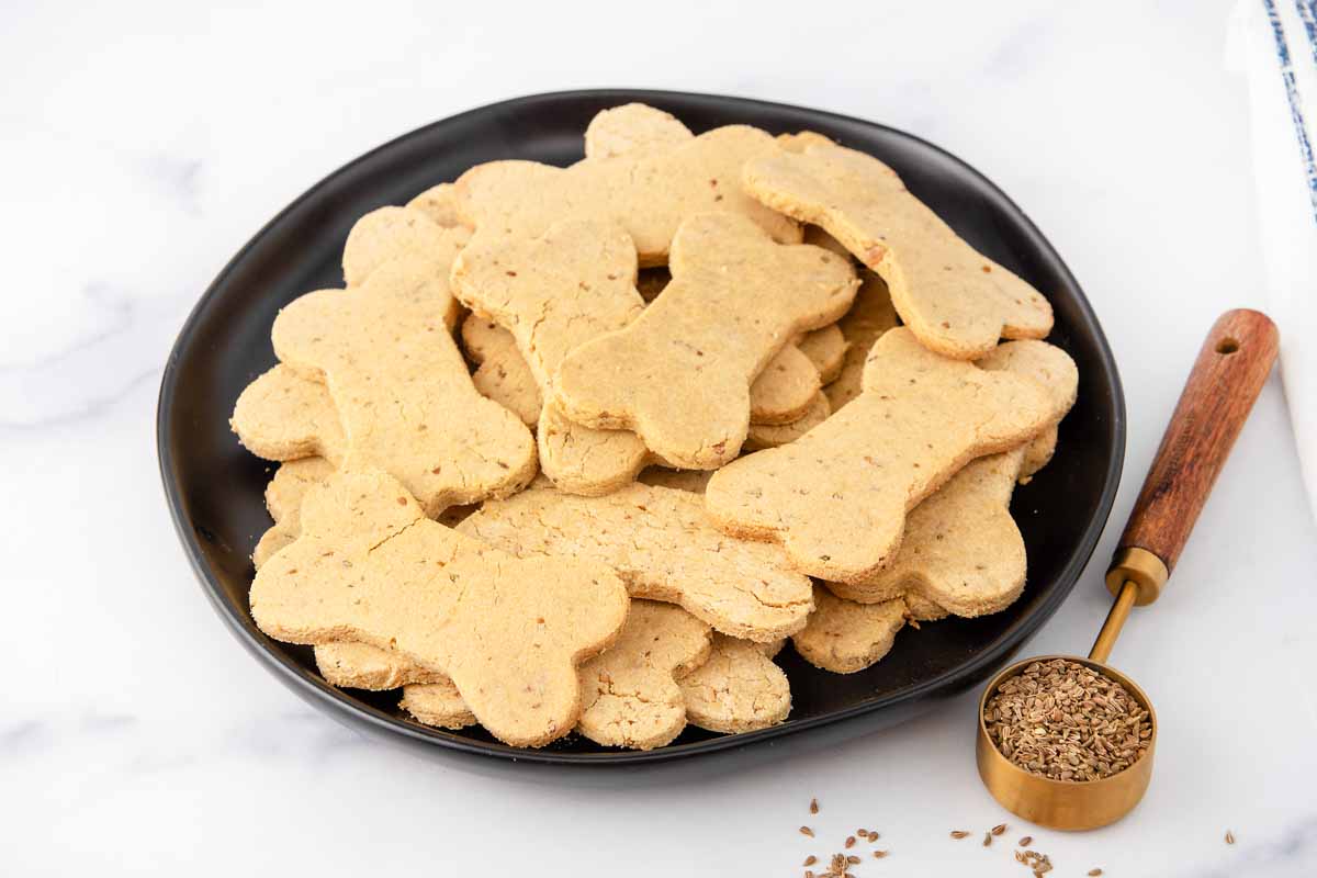 A plate of homemade anise dog treats.