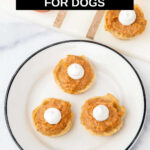 Three sweet potato pies for dogs on a small plate.