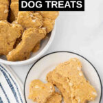 Homemade duck and sweet potato dog treats in a bowl and on a plate.