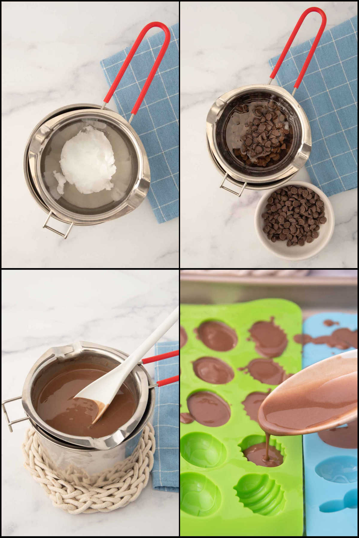 Collage of making carob Easter dog treats.
