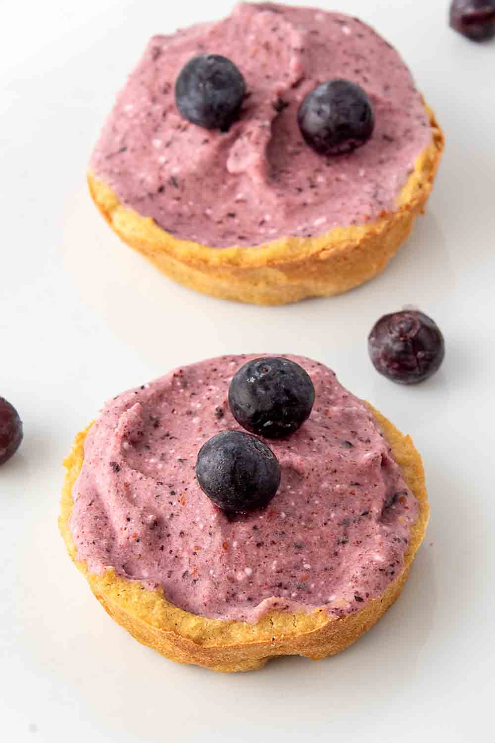 Two homemade blueberry pies for dogs.