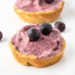 Homemade blueberry pie for dogs with fresh blueberries on top.